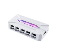NJTHNTJR Hub de Ventilador de Chasis de 10 Puertos ARGB 3PIN + PWM 4PIN Equipado con Control Remoto Que Controla la Iluminación