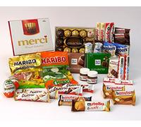 NJTrading Caja de dulces alemana con Ferrero, Haribo, Rittersport y Merci - Caja de aperitivos especial de Alemania