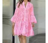 NJUDE Elegante vestido de manga acampanada para mujer, mini vestido de retazos ahuecado para fiesta, club, verano, casual, vestido de playa para mujer 2023