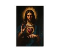 NJZUSA Lienzo decorativo para pared, diseño de corazón sagrado de Jesucristo, para oficina, hogar, sala de estar, dormitorio, decoración sin marco, 60 x 90 cm