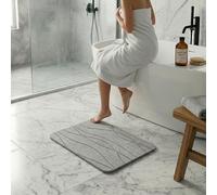 NK Alfombra Diatomita Baño 60 x 40 cm - Alfombrilla de Piedra Super Absorbente, Secado Rápido y Antideslizante para Ducha, Stone Bath Mat (Gris)