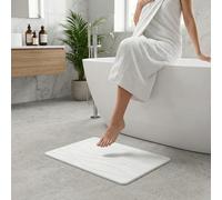 NK Alfombra Diatomita Baño 60 x 40 cm - Alfombrilla de Piedra Super Absorbente, Secado Rápido y Antideslizante para Ducha, Stone Bath Mat (Blanco)