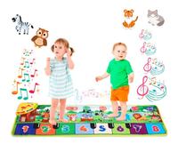 NK Alfombra Musical para Bebé con 8 Sonidos de Animales LED - Piano Infantil Juguete para Niños 3 4 5 años, Regalo Original Montessori Cumpleaños Navidad, Plegable, Función Record/Playback (110x36cm)