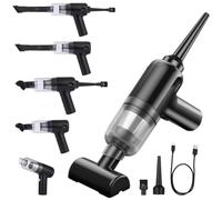 NK Aspirador de Mano sin Cable 65.000RPM - Multifunción (Aspira, Sopla e Hincha), Potencia 70W, Baterías 4.000mAh, USB-C, 5 Boquillas Multi-Usos, Filtro HEPA Lavable (para Coche y Hogar)