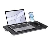 NK Base Mesa para Portátil con Cojín XL - 57.5×30.5×5cm, Asa de Transporte, Ranura para Móvil, Tope Antideslizante, Alfombrilla Ratón, Respaldo EPS, PVC MDF ABS y Tejido