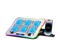 NK Base Refrigeradora Portátil Gaming 17" - 10 Modos Luces LED RGB, 6 Ventiladores Silenciosos con Velocidades Ajustables, 4 Alturas Ajustables, Puerto USB, Phone Holder, Refrigeración Rápida