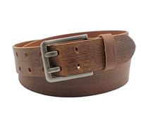 NK Belt GmbH Cinturón de piel de búfalo hecho a mano para hombre con hebilla de doble mandril, fabricado en Alemania, cinturón vaquero de 43 mm #DD-15, coñac, 120cm Gesamtlänge 135cm