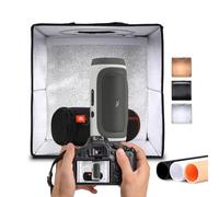 NK Caja de Luz Estudio Fotográfico Plegable (60x60cm) - 160 Leds, 3 temperaturas de Luz, Brillo Ajustable x10, RA90, Productos pequeños Joyas, Asa para Transporte (3 Fondos de Colores)