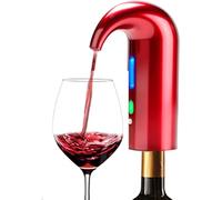 NK Decantador de Vino Eléctrico, Aireador de Vino Automático y Portátil, Recargable por USB, Incluye Tubo de silicona y Bolsa de Tela, Filtro y Botón ON/OFF, Batería 1500 mAh - Color Rojo