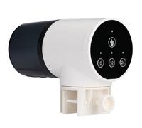 NK Dispensador Automático de Comida para Peces - 200 ml, Pantalla LCD, Programable en Modo Manual/8H/12H/24H, Soporte Giratorio 360°, Control por Botón y Sistema de Fijación Estable