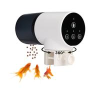 NK Dispensador Automático de Comida para Peces - 200 ml, Pantalla LCD, Programable en Modo Manual/8H/12H/24H, Soporte Giratorio 360°, Control por Botón y Sistema de Fijación Estable