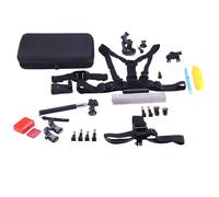 NK-KA3100-FO, Kit de Accesorios para Cámara de Acción 44 en 1, Estuche de Transporte, Soporte Manillar y Ventosa, Palo Selfie, Soporte de Mano, Cabeza y Hebilla, Flotador de Esponja, Adhesivos 3M