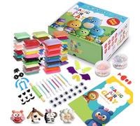 NK Kit de Arcilla Polimérica Secado al Aire - 55 Colores con Manual Ilustrado con Diseños, Secado Rápido y Seguro, con Accesorios, Moldea y Juega, Suave, Creatividad, Manualidades, Niños 3 a 12 años