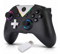 NK Mando Inalámbrico Bluetooth para PC - Compatible con Switch/Smartphone Android y iOS, 2 Botones Macro, Vibración Dual, 6 Ejes, Luces LED, Color Negro (Negro)