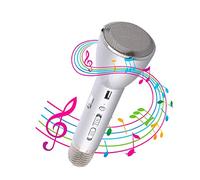 NK - Microfono Karaoke portátil con Bluetooth y Altavoz, Potencia 3W, 10 Metros Bluetooth, Android & iOS, Color Plata