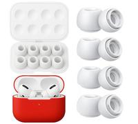 NK Pack 4 Pares Almohadilla de Repuesto para Airpods Pro y Airpods Pro 2, Almohadillas de Silicona con Reducción de Ruido, Caja y Estuche de Almacenamiento Portátil, (XS, S, M, L) - Color Blanco