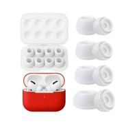 NK Pack 4 Pares Almohadilla de Repuesto para Airpods Pro y Airpods Pro 2, Almohadillas de Silicona con Reducción de Ruido, Caja y Estuche de Almacenamiento Portátil, (XS, S, M, L) - Color Blanco