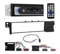 NK Pack Auto Radio Coche - 1 DIN - 4x40W con Accesorios instalación compatibles con BMW - Bluetooth 5.0, Doble USB Carga rapida, AUX In, MP3, FM, Manos Libres, Mando Distancia, iOS & Android