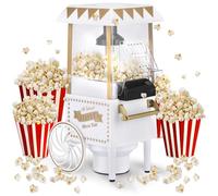 NK Palomitero Retro, Máquina de Palomitas de Maíz Eléctrica 1200W, Botón fácil de utilizar, Preparación listas en 2 minutos, Aire Caliente, Tamaño 0,3L, Portable, Ideal para Casa (Blanco)