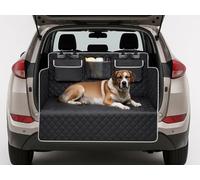 NK Protector Maletero Coche para Perros - Procetor Impermeable y Antideslizante Protección Lateral, 3 Compartimentos Grandes, Lavable, Fácil de Instalar, Universal 280 x 103, Color Negro