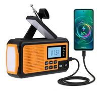 NK Radio Solar de Emergencia - Power Bank 4000mAh, FM/Am/SW, Linterna LED, Pantalla LCD, Alarma SOS, Manivela y Carga USB/AAA, Ideal Camping y Senderismo