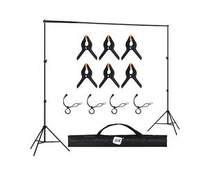 NK Soporte de Fondo para Fotografía Profesional 2 x 3 Metros Ajustable y Retráctil, 2X Trípode, 1x Barra Transversal entrelazada, 6X Pinzas, 4X Abrazaderas Laterales de Velcro, 1x Bolsa de Transporte