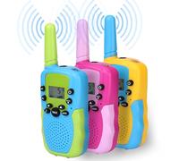 NK Pack 3 Walkie Talkies para Niños de 4 5 6 7 8 9 Años (Pilas Incluidas) - Larga Distancia 3km, Pantalla LED, 8 Canales, Juguete Infantil con Linterna, Regalo Navidad Cumpleaños (3 Unidades)
