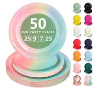 Nkaiso Platos Desechable, 50 Piezas Iriscente Vajilla de Fiesta Set -25x 23cm & 25 x 18cm Platos de Carton, legante y Resistente para Bodas, Cumpleaños y Eventos