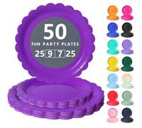 Nkaiso Platos Desechable, 50 Piezas Morado oscuro Vajilla de Fiesta Set -25x 23cm & 25 x 18cm Platos de Carton, legante y Resistente para Bodas, Cumpleaños y Eventos