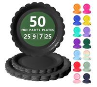 Nkaiso Platos Desechable, 50 Piezas Negro Vajilla de Fiesta Set -25x 23cm & 25 x 18cm Platos de Carton, legante y Resistente para Bodas, Cumpleaños y Eventos