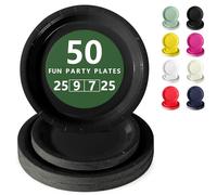 Nkaiso Platos Desechable, 50 Piezas Negro Vajilla de Fiesta Set -25x 23cm & 25 x 18cm Platos de Carton, legante y Resistente para Bodas, Cumpleaños y Eventos