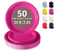 Nkaiso Platos Desechable, 50 Piezas Rosa Vajilla de Fiesta Set -25x 23cm & 25 x 18cm Platos de Carton, legante y Resistente para Bodas, Cumpleaños y Eventos