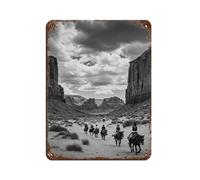 NKALFGH Cartel de metal vintage con foto de Canyon Riders en blanco y negro, para pub, club, cafetería, bar, hogar, decoración de pared, póster retro de 30 x 40 cm