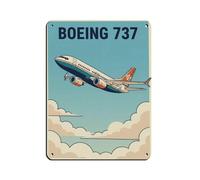 NKALFGH Póster de Boeing 737 y letrero retro de estaño de viaje azul verde azulado vintage de metal para pub, club, cafetería, bar, hogar, decoración de pared, póster retro de 30 x 40 cm