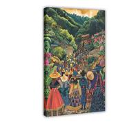 NKALFGH Póster de lienzo de patrimonio indígena salvadoreño, decoración de dormitorio, decoración de paisaje, regalo, 50 x 75 cm