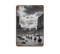 NKALFGH Póster retro de metal con foto de Canyon Riders en blanco y negro, arte elegante, pintura de hierro, bar, cueva de personas, cafetería, garaje, póster decorativo de pared, 20 x 30 cm