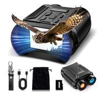NKBZEB Gafas de visión nocturna - Prismáticos IR 4K HD mejorados de 5 W - Zoom digital 8X, prismáticos recargables con cámara integrada, tarjeta de 32 GB para guardar fotos y videos, linterna (negro)