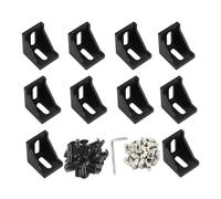 NKCVEZBW 10 Uds. Soporte de esquina 4040, ángulo recto negro con tornillos M6, soportes serie compatibles ranura 8mm, piezas perfil extrusión aluminio
