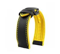 NKCVEZBW Compatible con Casio PROTREK Watchband PRG-600/PRG-650 PRW-6600 GA2200/2300 Series Nylon + Rubber Sports Rubber Bracelet Correa de Reloj de 24 mm(Black-Yellow-B)