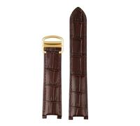 NKCVEZBW Compatible con correa de reloj Cartier PASHA, correa de cuero con muesca for hombres y mujeres, correa de reloj de piel de vaca, 21x15m, 20x12mm, 18x10mm, accesorios de pulsera(Brown-gold,21.