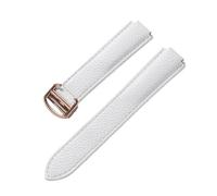 NKCVEZBW Compatible con la correa de repuesto Cartier Blue Balloon Strap piel vacuno suave textura lichi, accesorios plegables for hombre y mujer(White rose buckle,20x12mm)