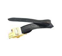 NKCVEZBW Compatible con las correas de Cartier Santos for hombres y mujeres Sandoz Santos100 Correa reloj cuero cierre mariposa resistente al agua sudor 23 mm(Black-Golden-Z8,23mm)