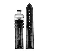 NKCVEZBW Compatible con Tissot 1853 Lelock T41 Correa Tudor Casio Mido Business Reloj de Cuero Cadena Correa de Reloj 19 mm 20 mm 21 mm 22 mm 23 mm 24 mm(Black Black-Silver,21mm)