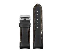 NKCVEZBW Correa de cuero compatible con Tissot Couturier T035 T035627 T035407 T035617 1853. Cierre mariposa for hombre, 22, 23 y 24 mm(Black orange-Silver,23mm)