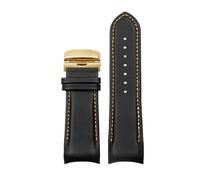 NKCVEZBW Correa de cuero compatible con Tissot Couturier T035 T035627 T035407 T035617 1853. Cierre mariposa for hombre, 22, 23 y 24 mm(Black orange-Gold,24mm)