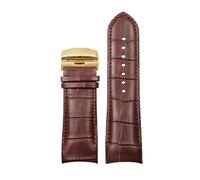 NKCVEZBW Correa de cuero compatible con Tissot Couturier T035 T035627 T035407 T035617 1853. Cierre mariposa for hombre, 22, 23 y 24 mm(Brown-Gold,23mm)