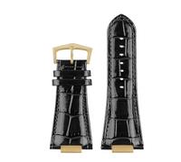 NKCVEZBW Correa de reloj de cuero con muesca de 25 x 13 mm + conector compatible con Patek Philippe Nautilus 5711, 5726 y 5712 g.(Black gold A)