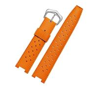 NKCVEZBW Correa de Reloj de Goma Compatible con la Serie Cartier Pasha 20 * 10 mm 20 * 12 mm 20 * 15 mm Correa de Reloj Pulsera con Muescas Accesorios for Relojes for Hombres(Orange Silver,20-10mm)