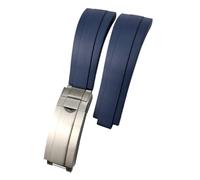 NKCVEZBW Correa de reloj de silicona y caucho de 20, 21, 19 y 18 mm compatible con Rolex Yacht-Master, Daytona y Submariner. Hebilla Glide Lock.(Blue,Silver gold buckle,19mm)