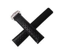 NKCVEZBW Correa de reloj impermeable compatible con TAG Heuer 19 mm, 20 y 22, correa piel vaca repuesto, pulsera suave transpirable(Black black line,22mm)